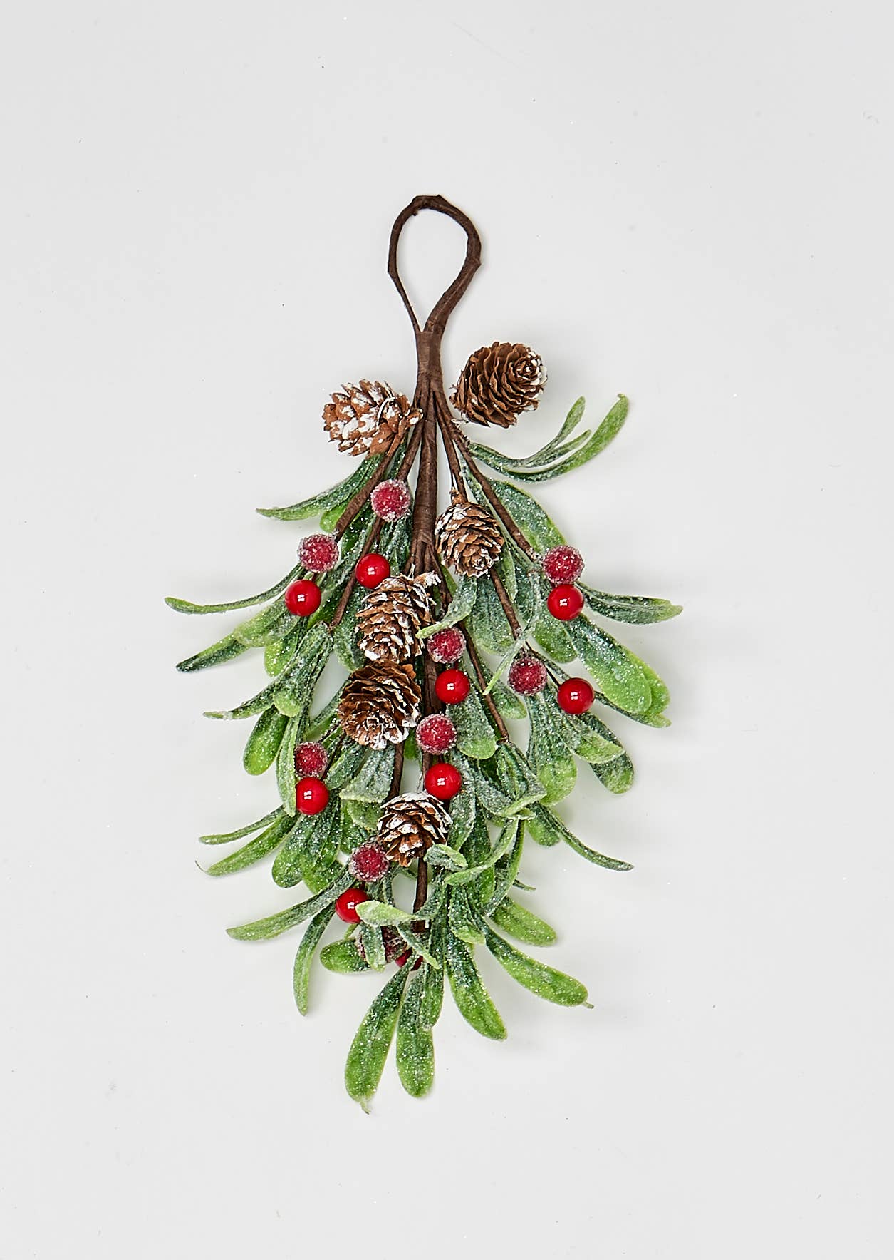 12" Red Berries, Mistletoe Leaves Mini Teardrop - Abigail Fox Designs
