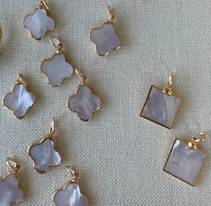 14ky GF Charms, Mother Of Pearl, Lapis & Malachite Clovers - Abigail Fox Designs