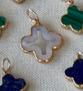 14ky GF Charms, Mother Of Pearl, Lapis & Malachite Clovers - Abigail Fox Designs
