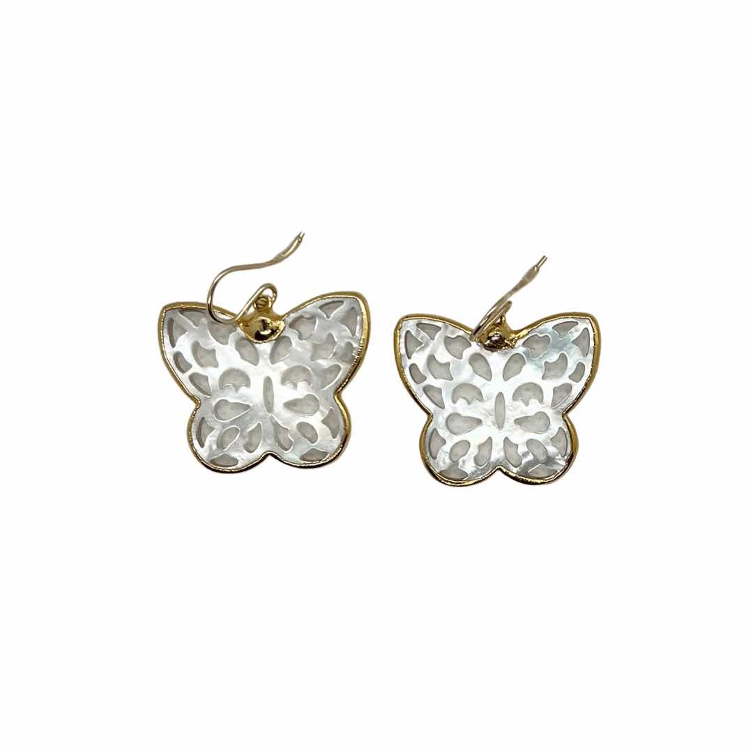 14KY Gold Filled Carved Mother of Pearl butterfly Earrings - Abigail Fox Designs