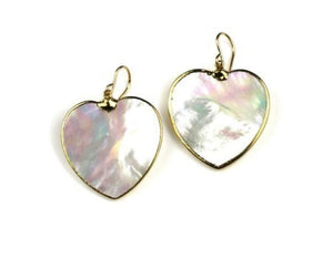 14KY Gold Filled Carved Mother of Pearl heart Earrings - Abigail Fox Designs