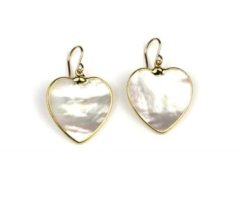 14KY Gold Filled Carved Mother of Pearl heart Earrings - Abigail Fox Designs
