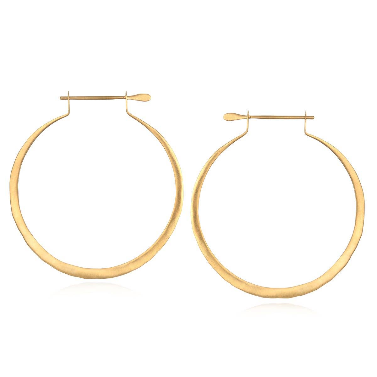 18k GF Hammered Gold Hoop Earrings - Abigail Fox Designs