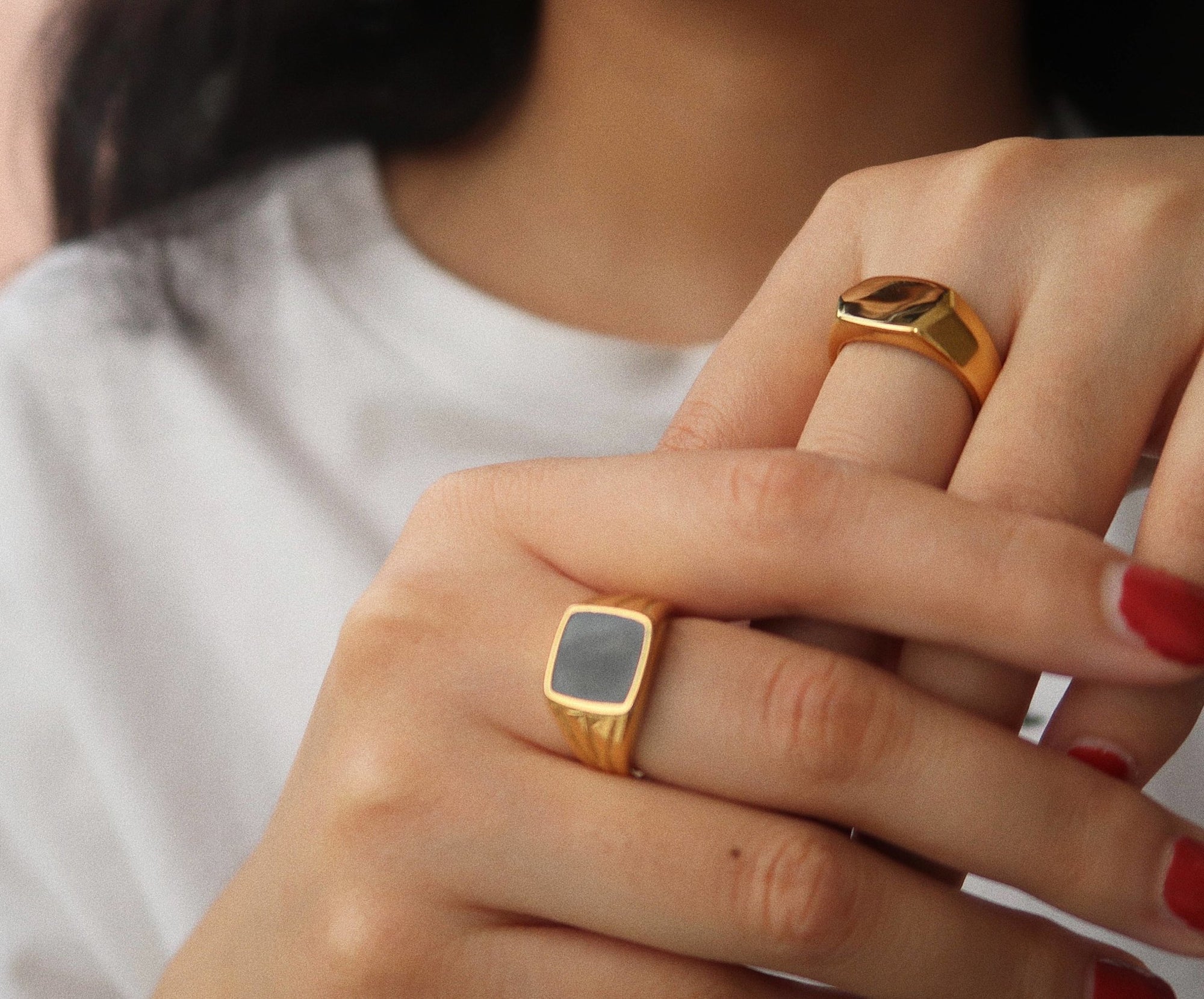 18k gold black chunky ring - Abigail Fox Designs