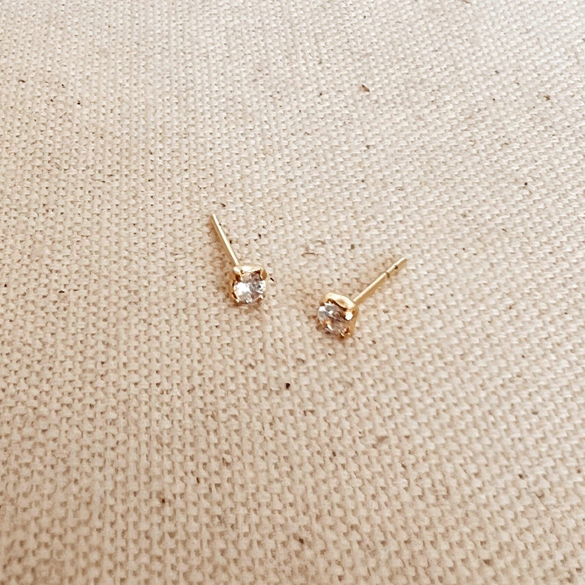 18k Gold Filled 2mm Cubic Zircônia Stud - Abigail Fox Designs