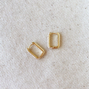 18k Gold Filled Rectangular Clicker Hoop Earrings - Abigail Fox Designs
