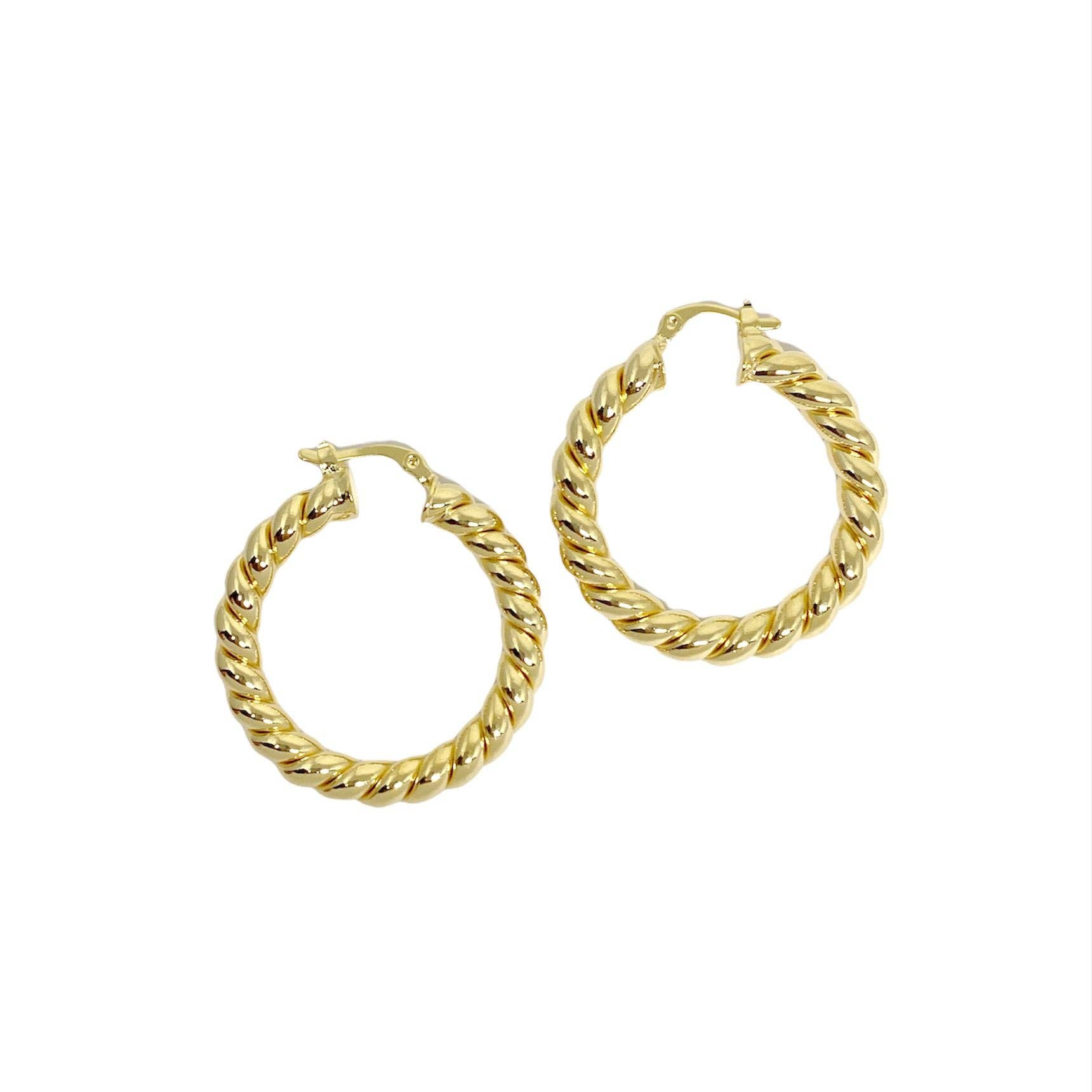 25mm Twisted Tube Hoop Earrings, 18k Gold Filled, AFD - Abigail Fox Designs