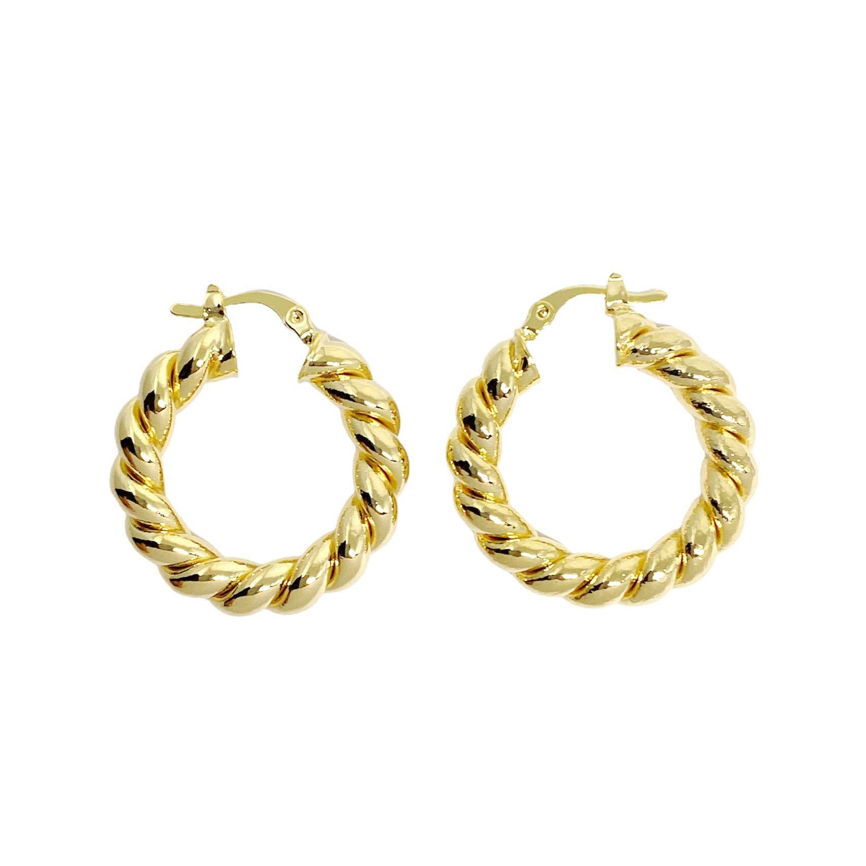 30mm Twisted Tube Hoop Earrings, 18k Gold Filled - Abigail Fox Designs