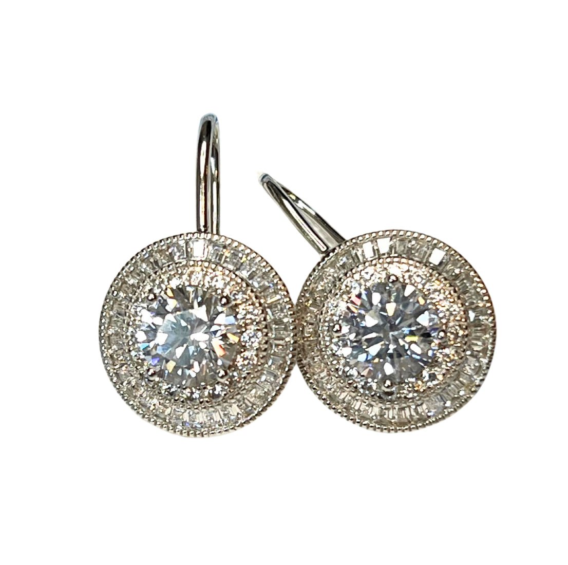 4CT Vintage Style Clear Cubic Zirconia Round Earrings - Abigail Fox Designs