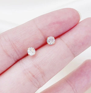 4mm Cubic Zirconia Diamond Stud Earrings, 18k gold vermeil - Abigail Fox Designs