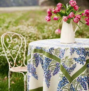 71 x 106, Wisteria Green & Blue Tablecloth - Abigail Fox Designs