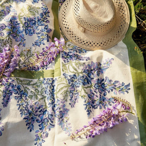 71 x 106, Wisteria Green & Blue Tablecloth - Abigail Fox Designs
