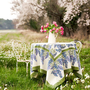 71 x 106, Wisteria Green & Blue Tablecloth - Abigail Fox Designs