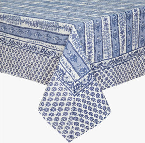 71 x 142, Provence Avignon Blue & Marine Tablecloth - Abigail Fox Designs