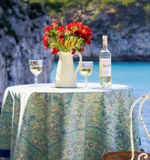 71 x106, La Mer Aqua Tablecloths - Abigail Fox Designs