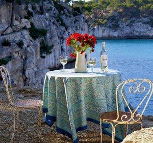 71 x106, La Mer Aqua Tablecloths - Abigail Fox Designs
