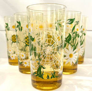 vintage smoky green highball glasses, set of 6