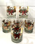 Culver, Signed Vintage Mid-Century Barware, 22K Gold Holiday Yule Horn, 16 Oz Double Old Fashion, Set of 6