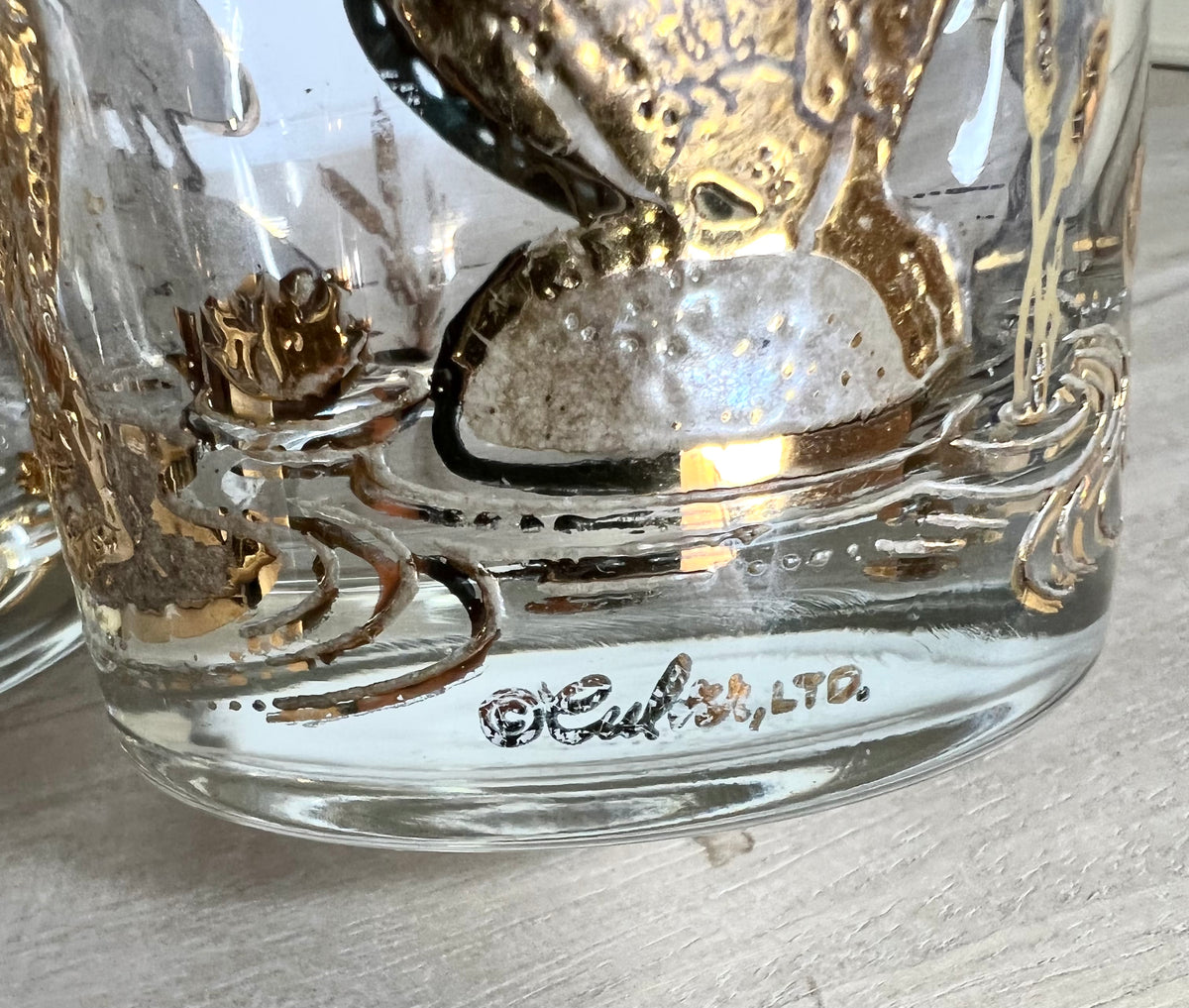 RARE Culver, Signed Vintage Mid-Century Barware, 22K Gold Leap