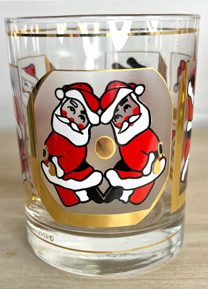 Culver, Signed Vintage Mid-Century Barware, Santa "Noel" Old Fashioned Tumblers, Set of 4