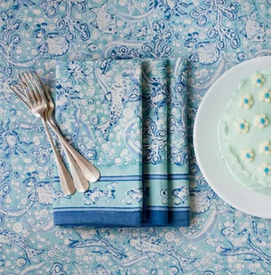 71 x 128, La Mer Aqua Tablecloth