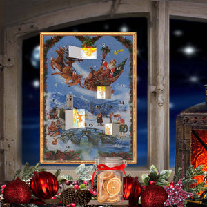 Advent Calendar Reinders and Santa Over Village - Abigail Fox Designs