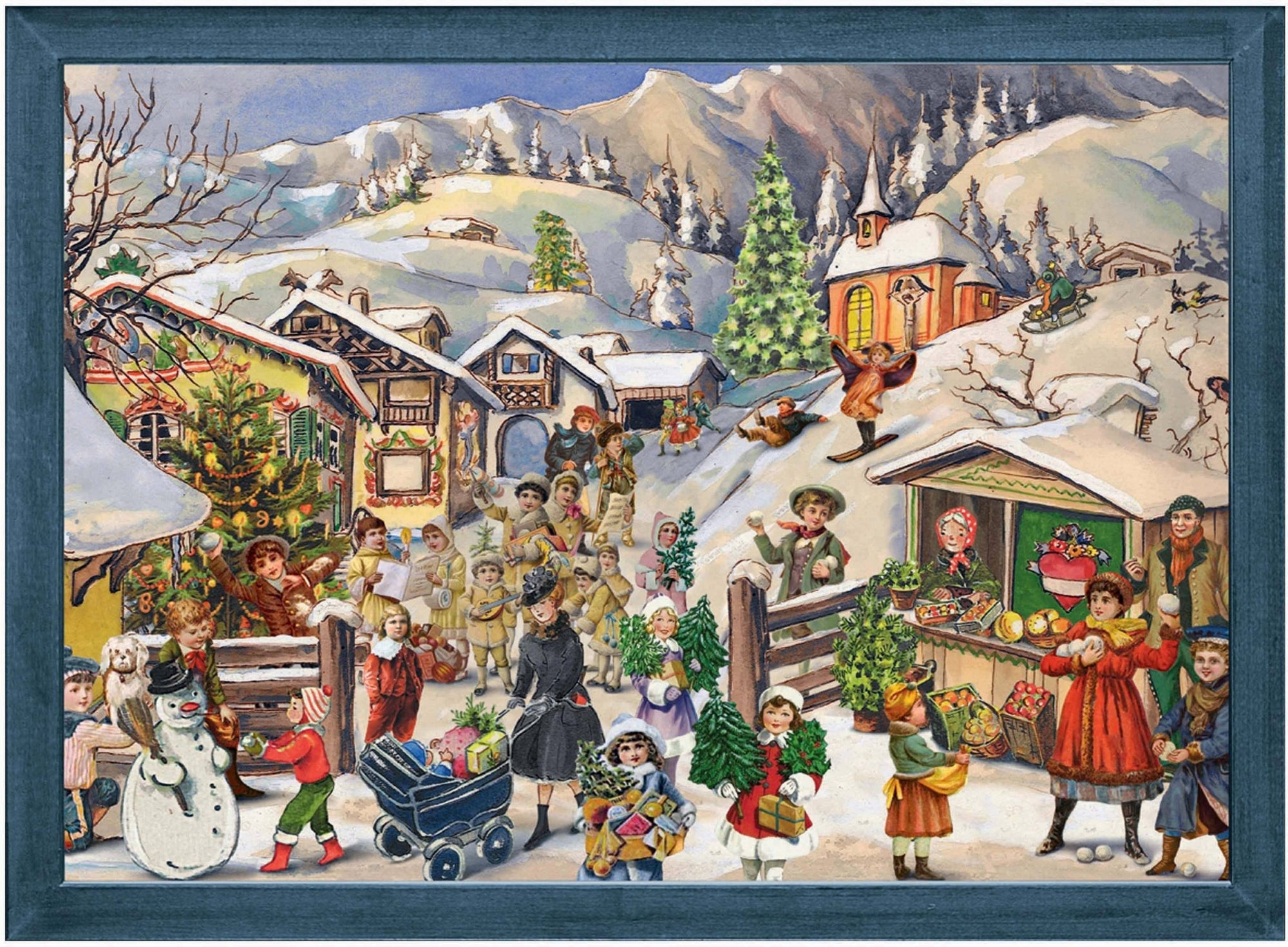 Advent Calendar, Snowy Village with Families - Abigail Fox Designs