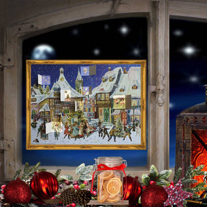 Advent Calendar Town With People At Night - Abigail Fox Designs