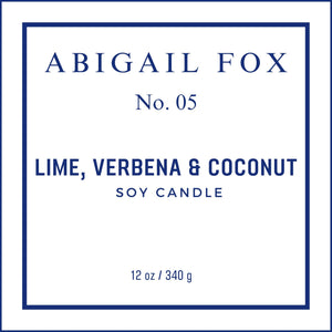 AF No. 05 Lime, Verbena & Coconut Soy Candle - Abigail Fox Designs