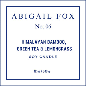 AF No. 06 Himalayan Bamboo, Green Tea & Lemongrass Soy Candle - Abigail Fox Designs