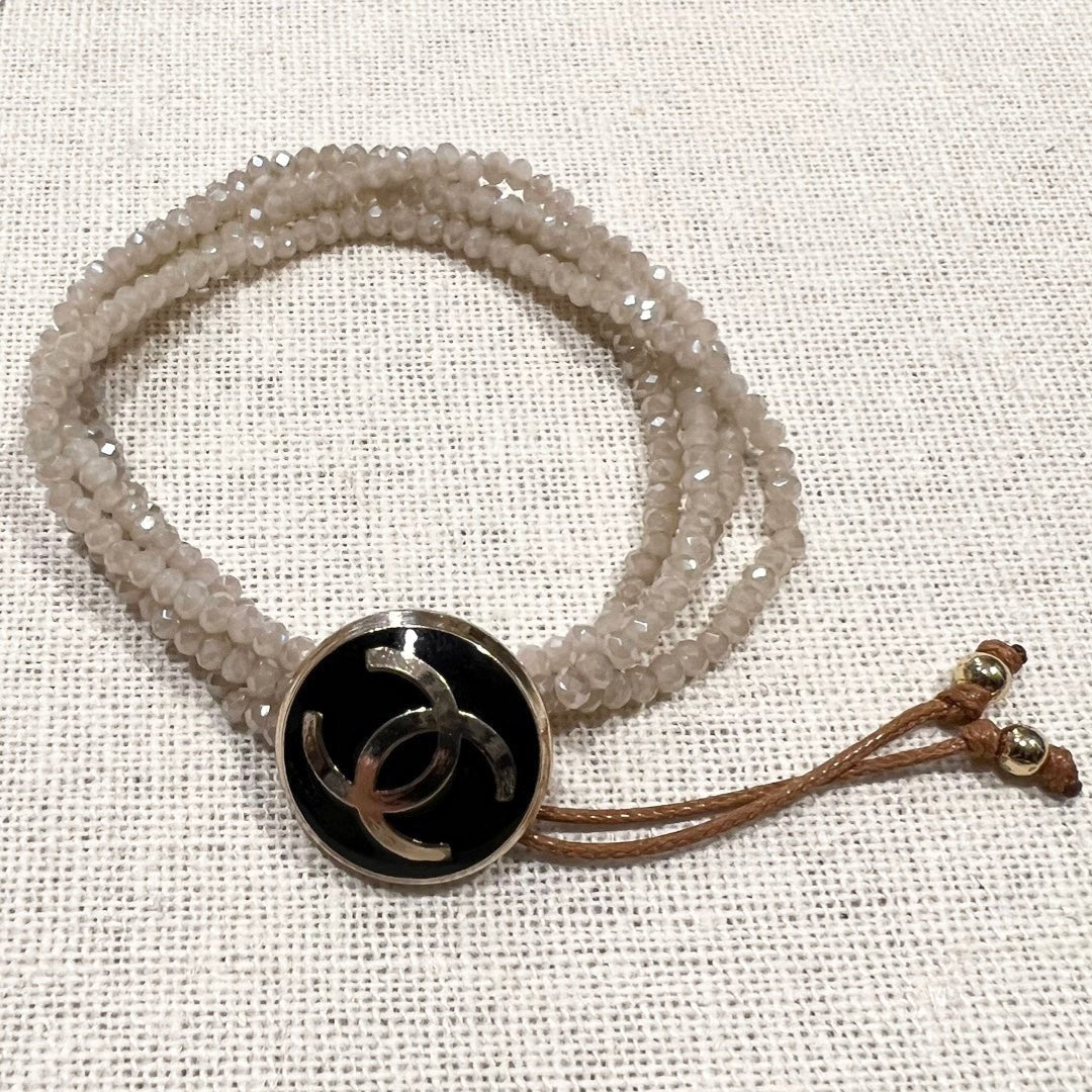 Authentic Designer Button Bracelet, with crystal strands - Abigail Fox Designs
