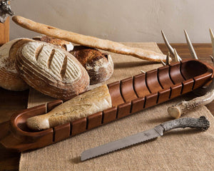 Baguette Board with Antler Bread Knife - Abigail Fox Designs