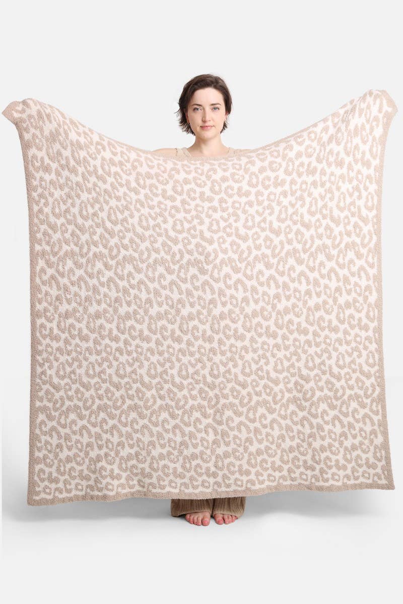 Beige Leopard Print Soft Throw Blanket - Abigail Fox Designs