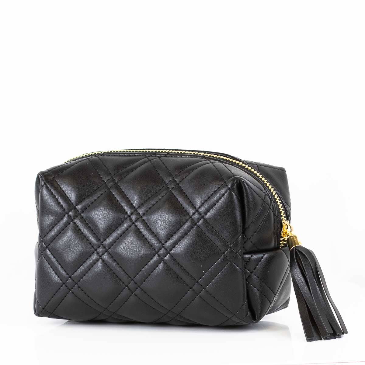 Black Quilted Cosmetic Bag - Abigail Fox Designs
