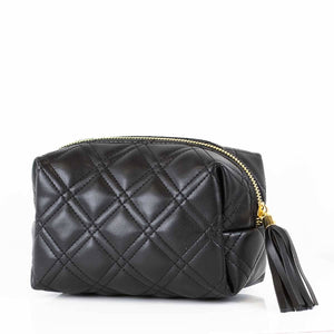 Black Quilted Cosmetic Bag - Abigail Fox Designs