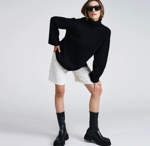Black Turtleneck Sweater Pullover - Abigail Fox Designs