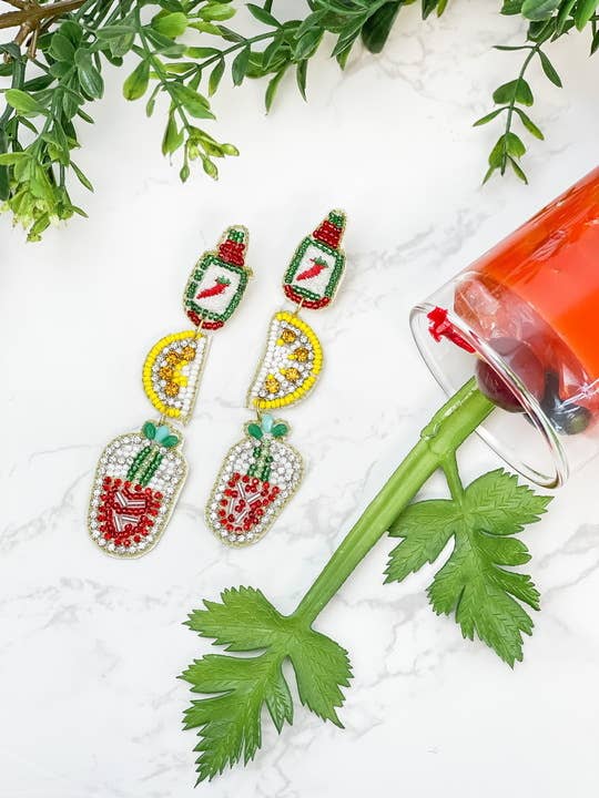 Bloody Mary Beaded Dangle Earrings - Abigail Fox Designs