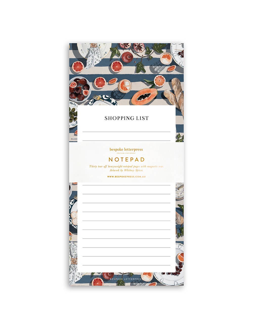 Blue Stripe Shopping List Notepad - Abigail Fox Designs