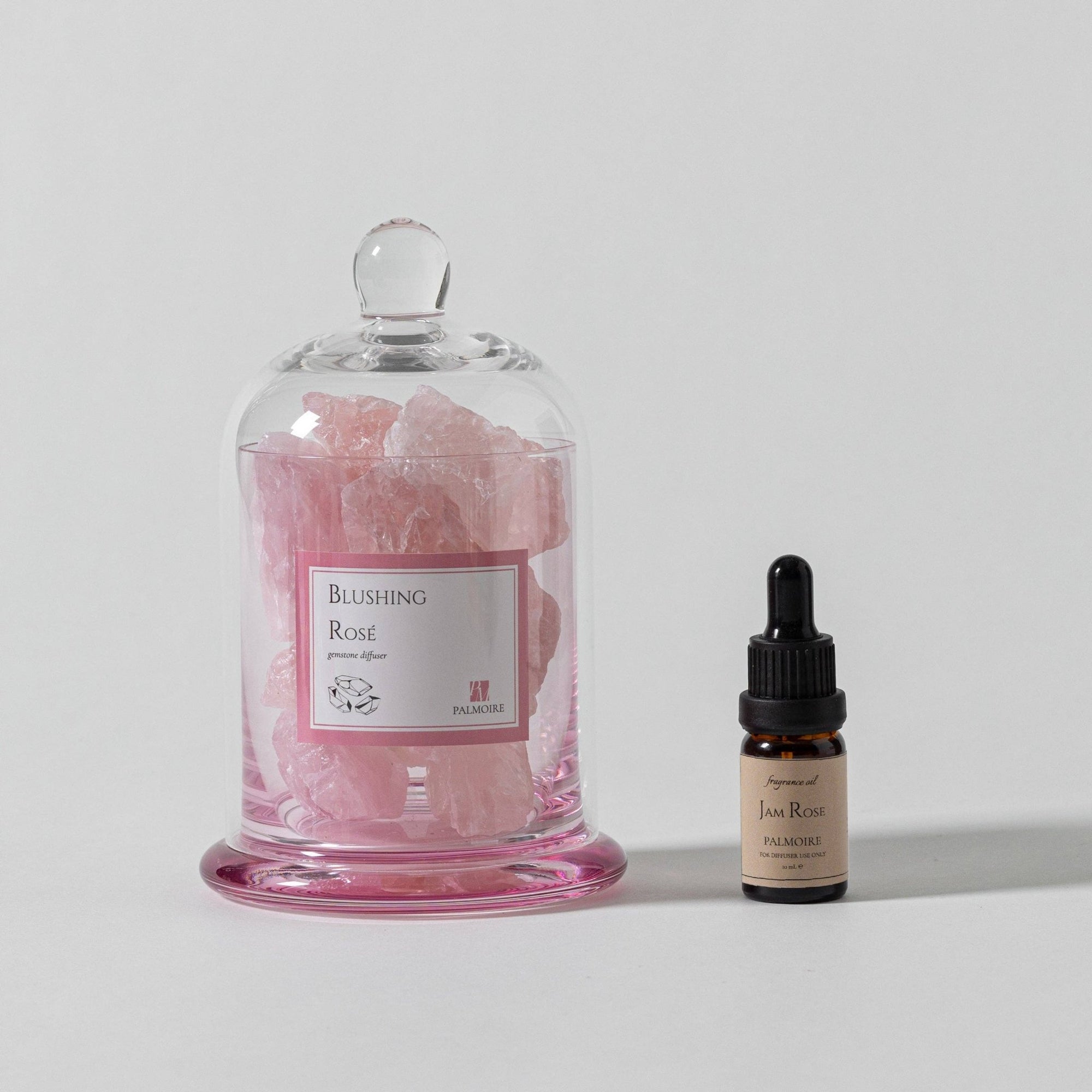 Blushing Rosé Gemstone Diffuser, Rose Quartz with essential oils, floral, rose, jasmine & cedar - Abigail Fox Designs