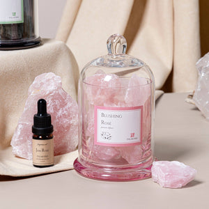 Blushing Rosé Gemstone Diffuser, Rose Quartz with essential oils, floral, rose, jasmine & cedar - Abigail Fox Designs