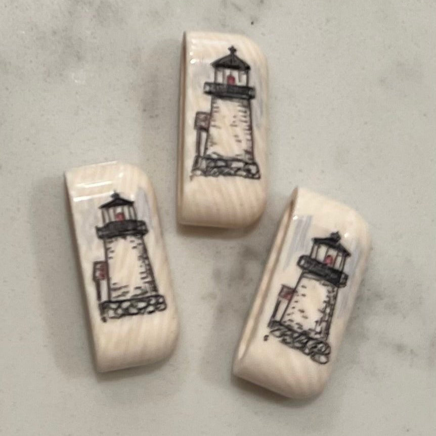 Brant Point Lighthouse, Custom End Cap for Woven Bracelet 3/4. (SINGLE END CAP, ONE BRACELET NEEDS TWO) - Abigail Fox Designs