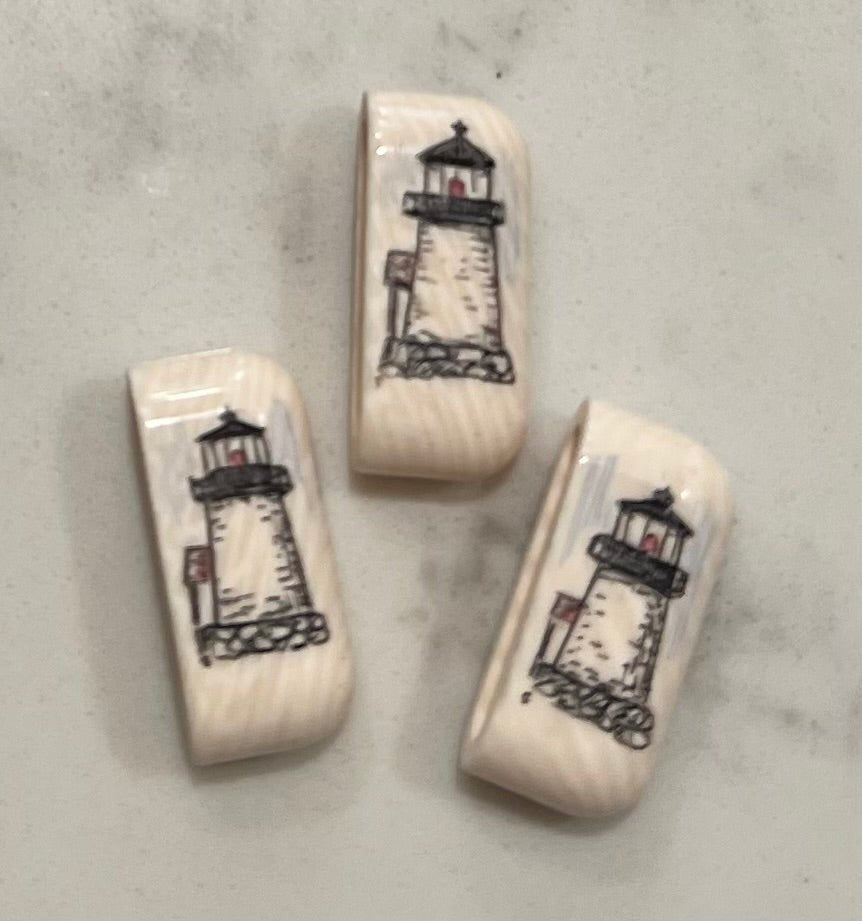 Brant Point Lighthouse, Custom End Cap for Woven Bracelet 3/4. (SINGLE END CAP, ONE BRACELET NEEDS TWO) - Abigail Fox Designs