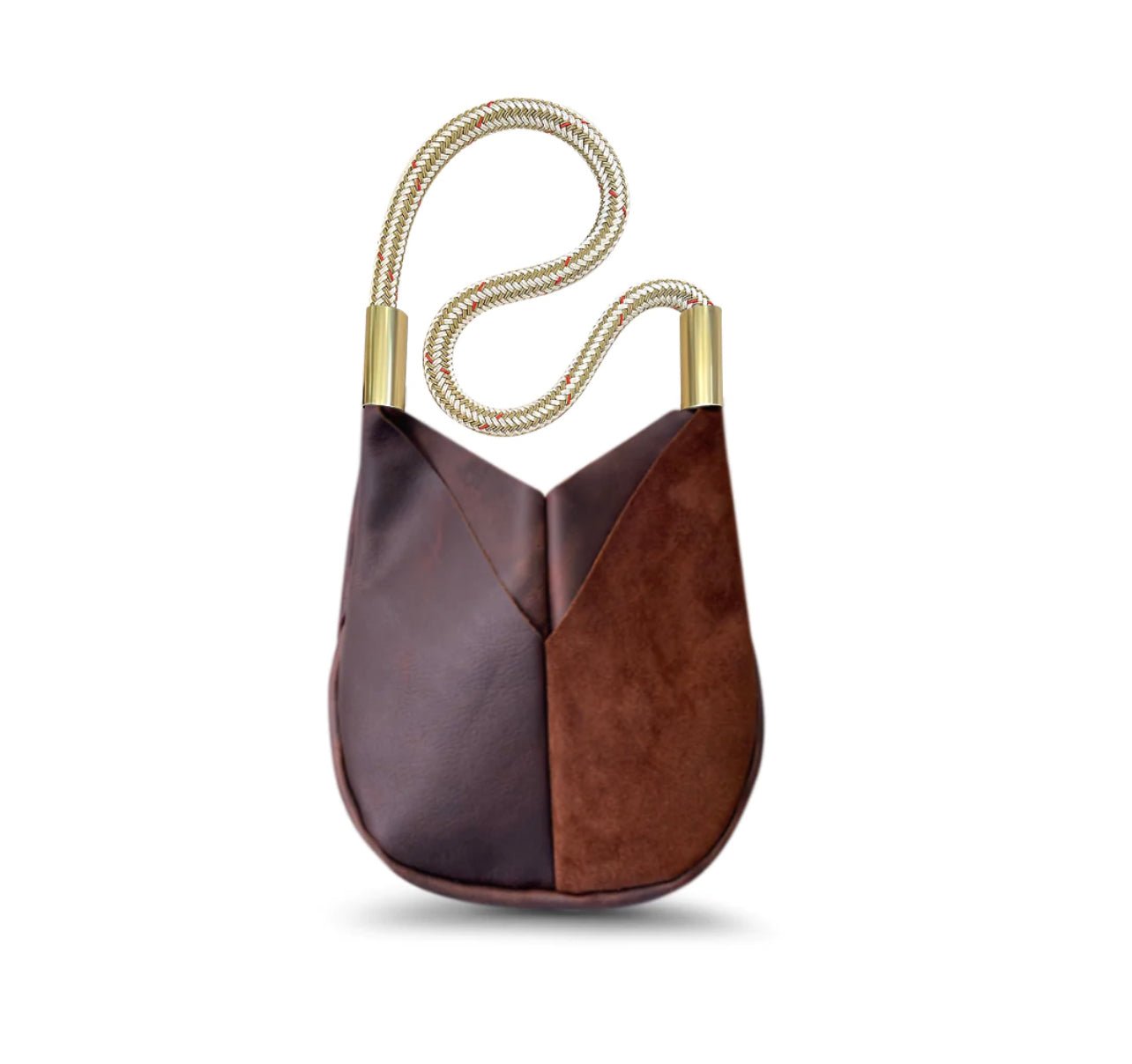 Brown Leather Crossbody Small Tote, Oyster Shell Gold /(18") / Crossbody - Abigail Fox Designs