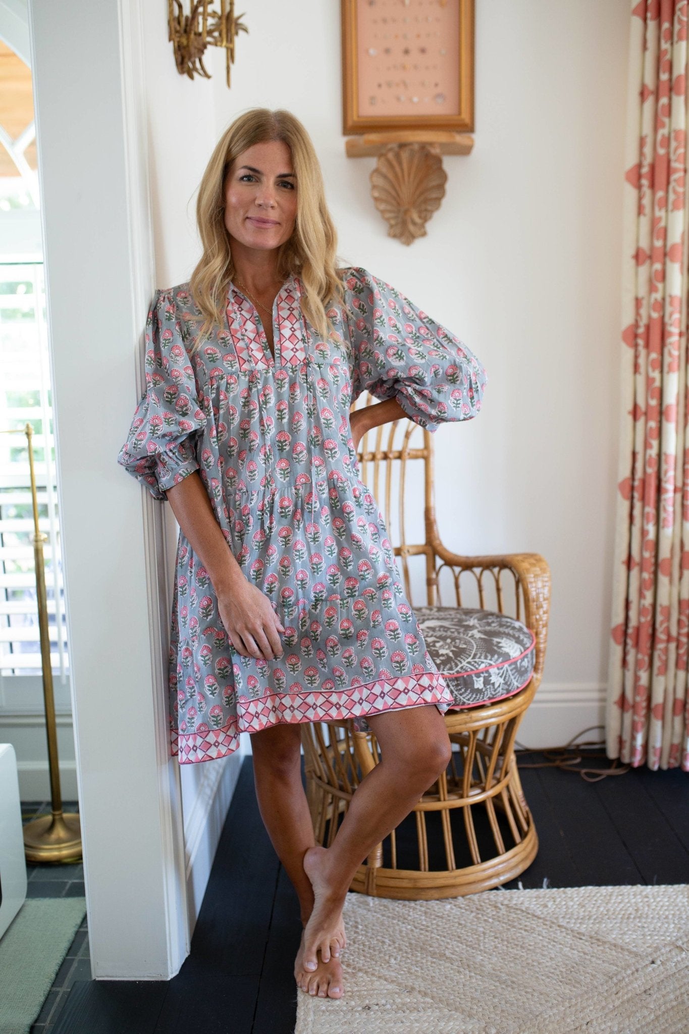 Casita Dress - Grey & Pink Multi - Abigail Fox Designs