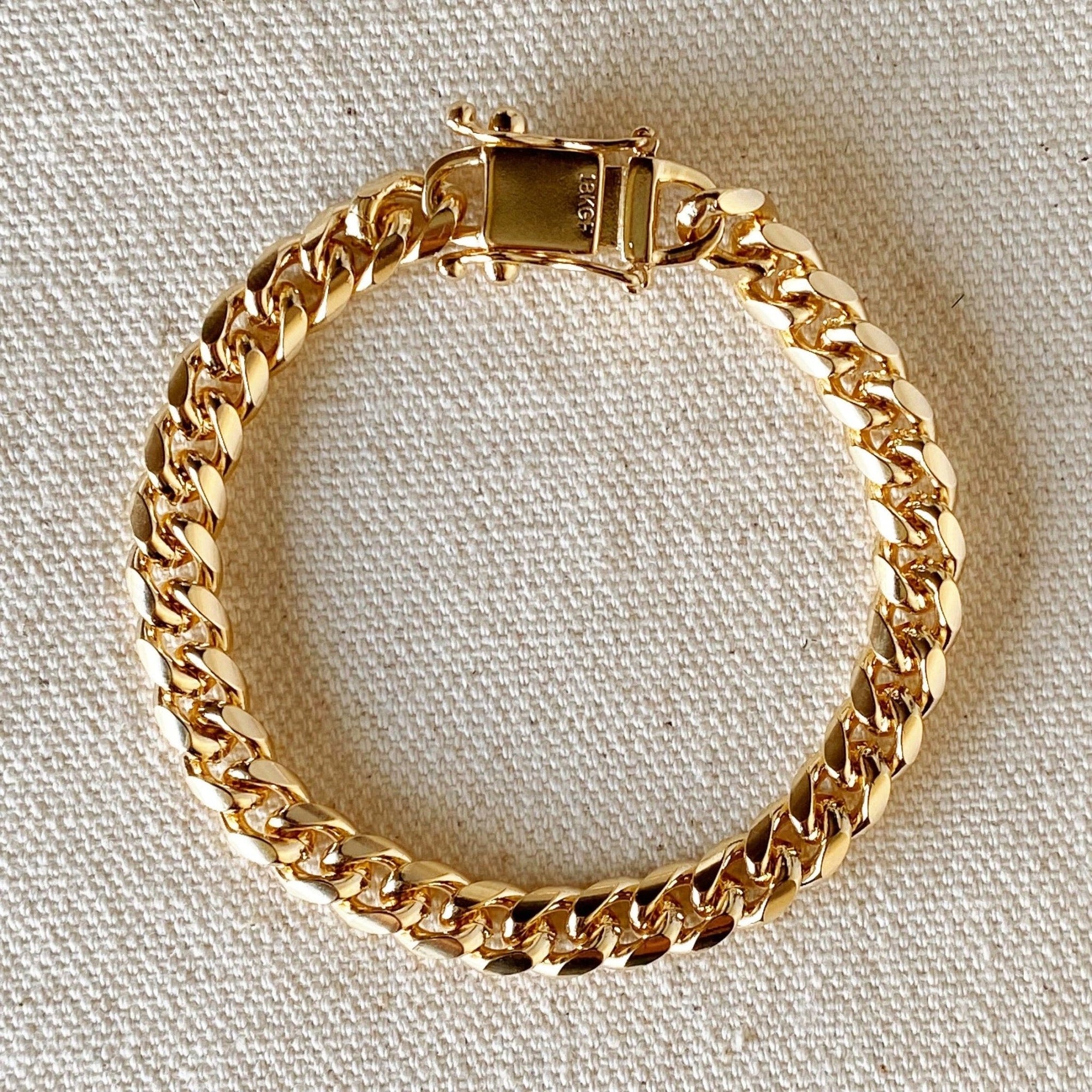 Chunky Cuban Bracelet with Box Lock Clasp, 18k Gold Filled - Abigail Fox Designs