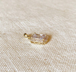 Clear Cubic Zirconia Cushion Cut Charm, 18k Gold Filled, Abigail Fox Jewelry Collection - Abigail Fox Designs