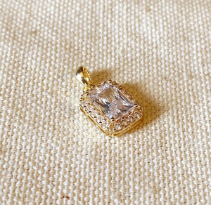 Clear Cubic Zirconia Cushion Cut Charm, 18k Gold Filled, Abigail Fox Jewelry Collection - Abigail Fox Designs