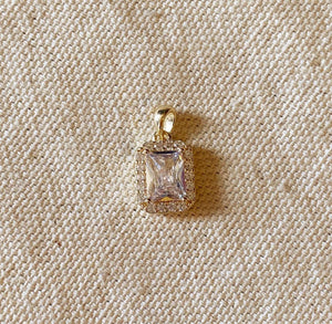 Clear Cubic Zirconia Cushion Cut Charm, 18k Gold Filled, Abigail Fox Jewelry Collection - Abigail Fox Designs