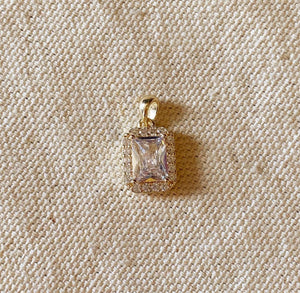 Clear Cubic Zirconia Cushion Cut Charm, 18k Gold Filled, Abigail Fox Jewelry Collection - Abigail Fox Designs
