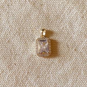 Clear Cubic Zirconia Cushion Cut Charm, 18k Gold Filled, Abigail Fox Jewelry Collection - Abigail Fox Designs